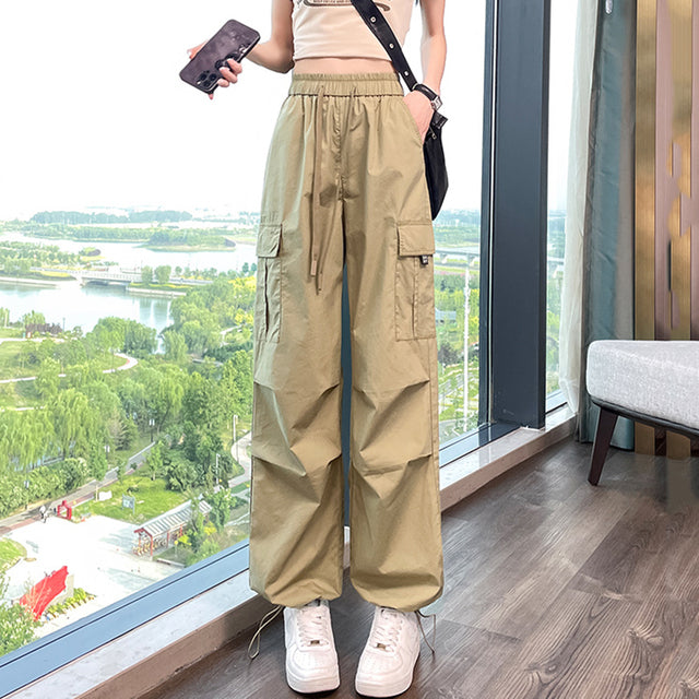 Joggers Cargo Pants for High Waist Pants Drawstring Wide Leg Baggy Trousers Y2k Slim Sweatpants