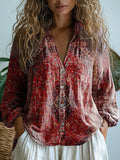Vintage Ethnic Style Tattoo Pattern Art Print Casual Long Sleeve Comfo