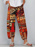 Women's Western Geometric Print Linen Blend Pants elevenforest