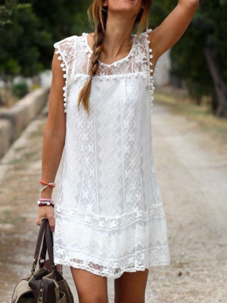Boho Lace Patchwork Mini Tank Dress elevenforest