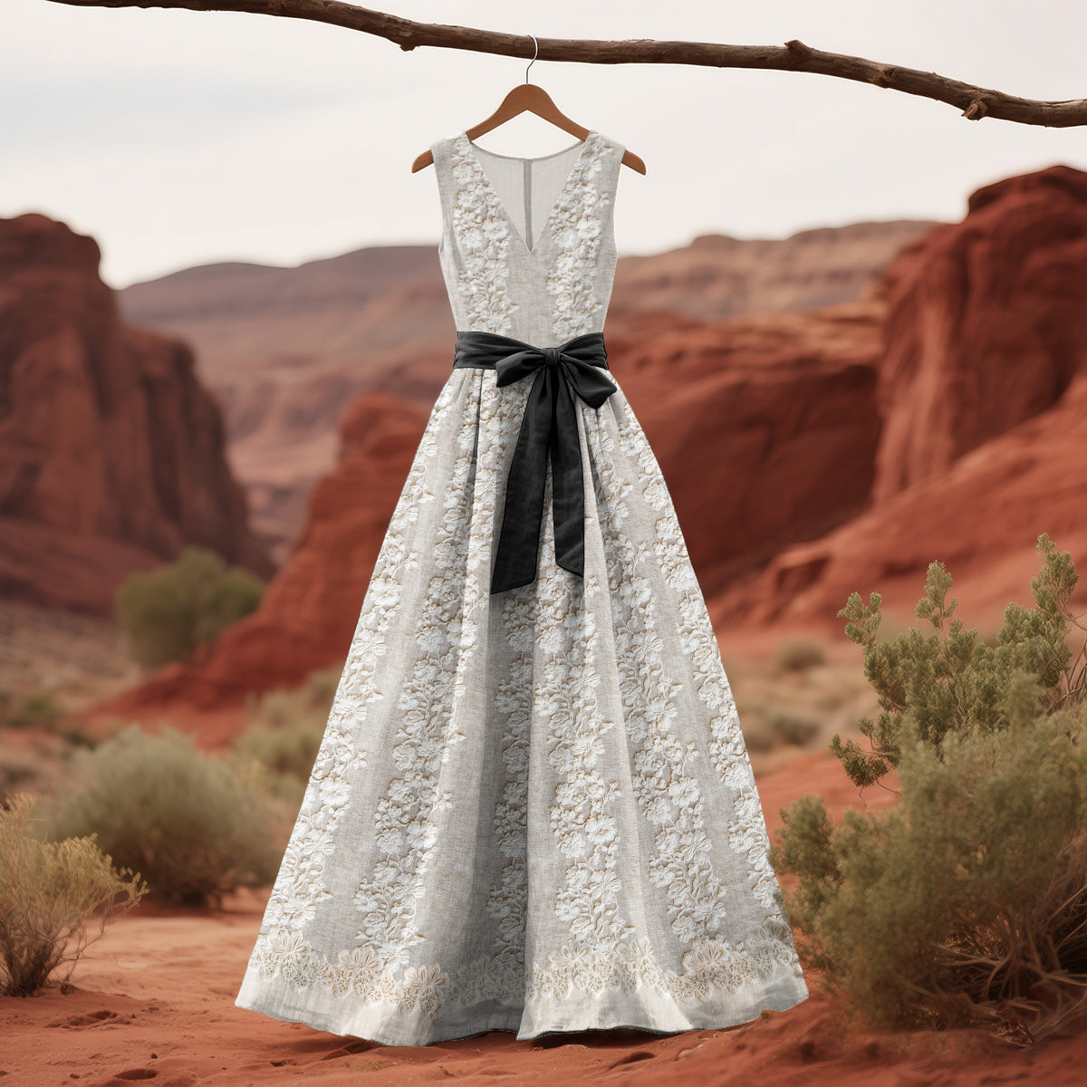 Women's Vintage Floral Art Sleeveless Dress elevenforest