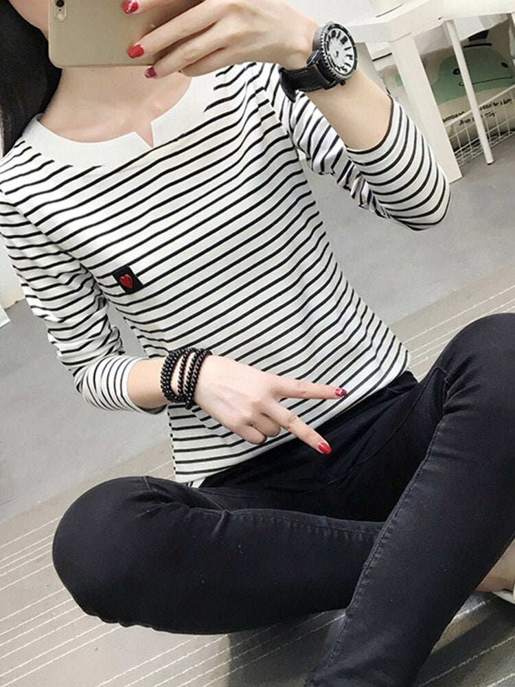 T-shirt Long Sleeve Korean Style Slim Basic Cotton Tshirt Top Clothing Autumn Winter T Shirt Femme