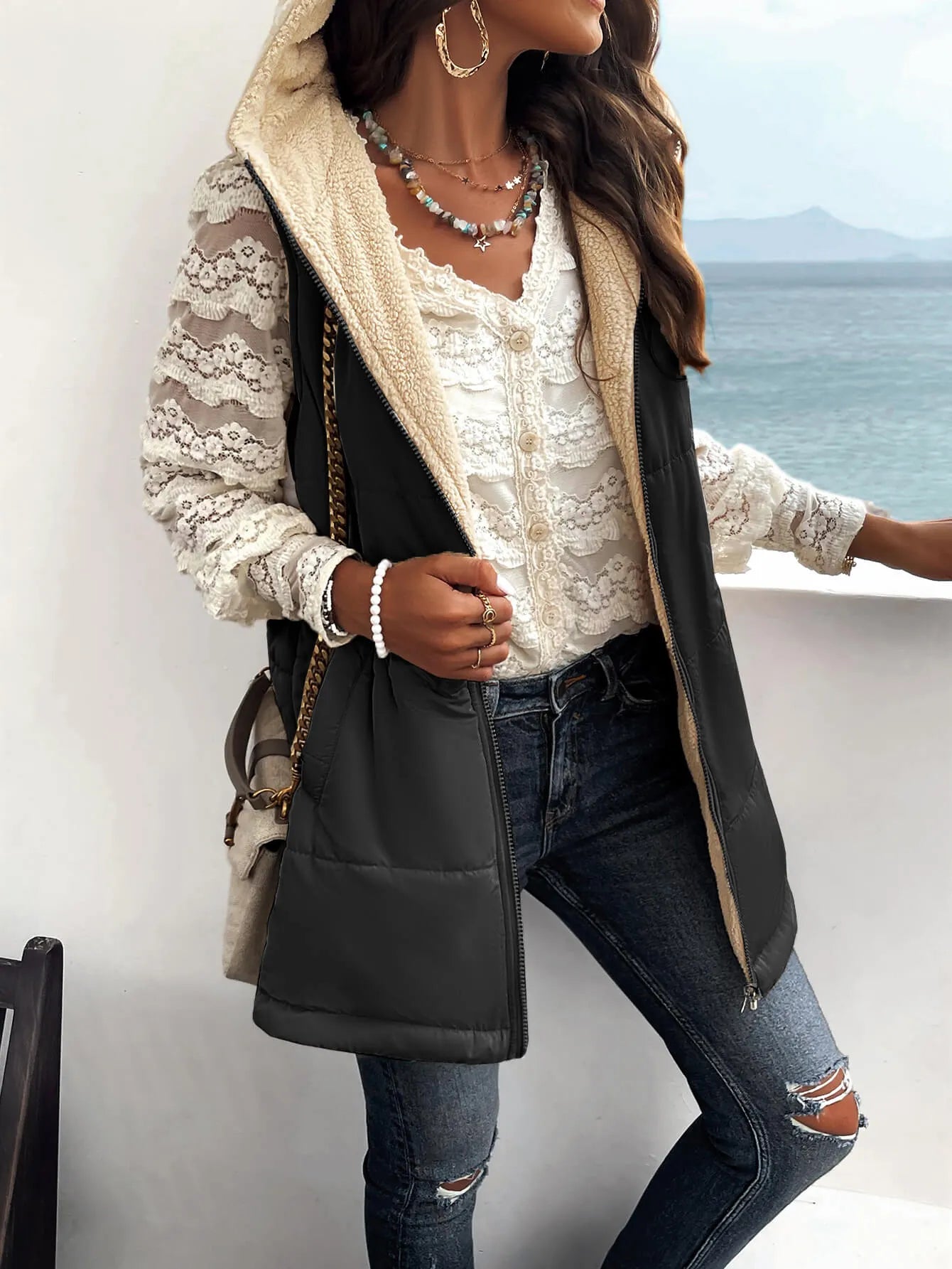 Fall and Forever Hooded Puffer Vest - Black