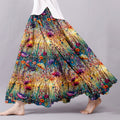 Women's Vintage Gradient Flowers Embroidered Linen Flowy Wide Skirt elevenforest
