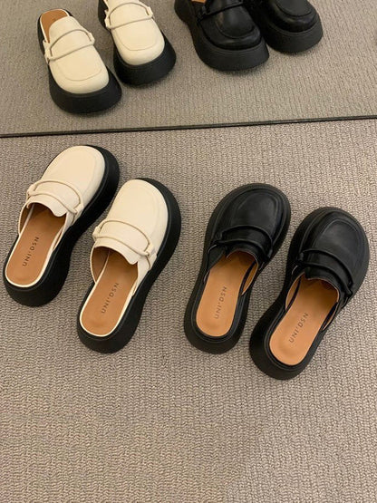 Round-toe Loafers Platform Shoes Slippers&mules