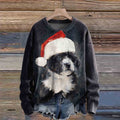 Comstylish Christmas Dog Print Cozy Knit Sweater