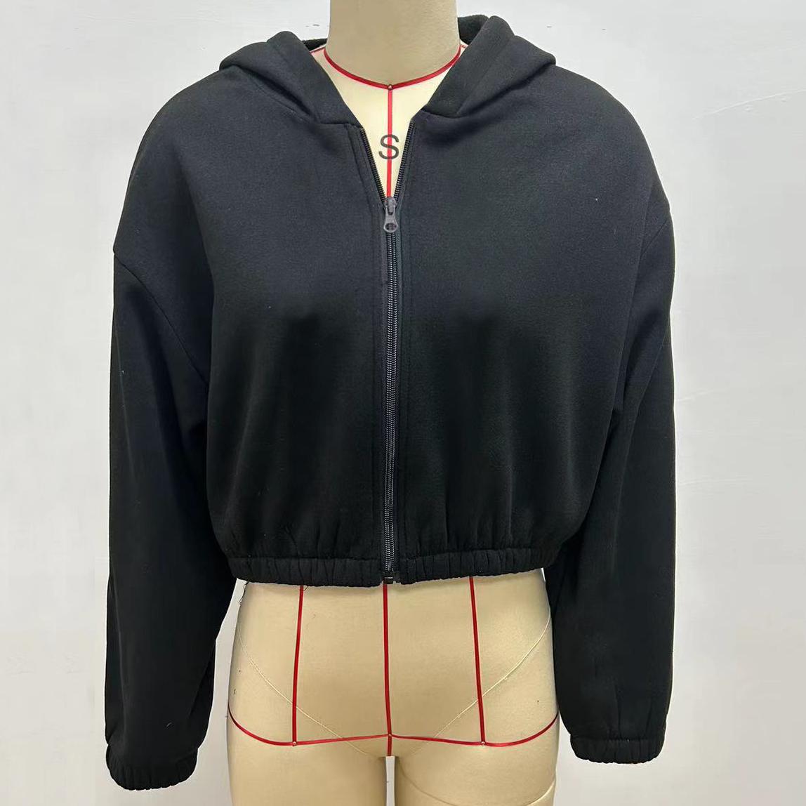 Color Short Sports Hoodie Coat