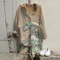 Retro Japanese Ukiyo-E Art Waves Painting Art Woven Tunic elevenforest