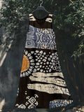 Vintage Ethnic Pattern V Neck Linen Tank Dress elevenforest