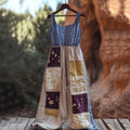 Women's Patchwork Faux Denim Stripe Printed Casual Jumpsuit elevenforest