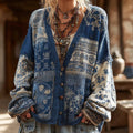 Japanese Cherry Blossom Sashiko Embroidery Knitted Warm Sweater Cardigan elevenforest