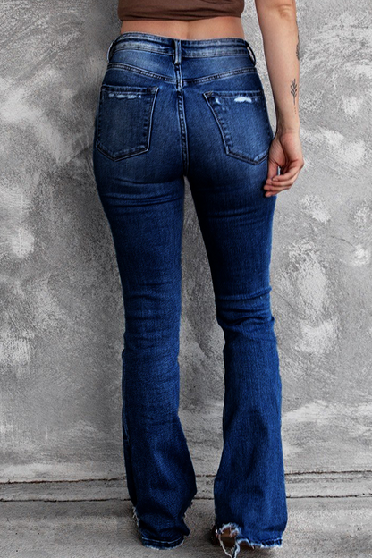 Ripped High Waist Regular Denim Jeans