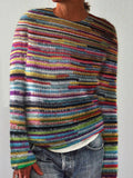 Mexican Striped Inspired Knit Art Cozy Sweater elevenforest