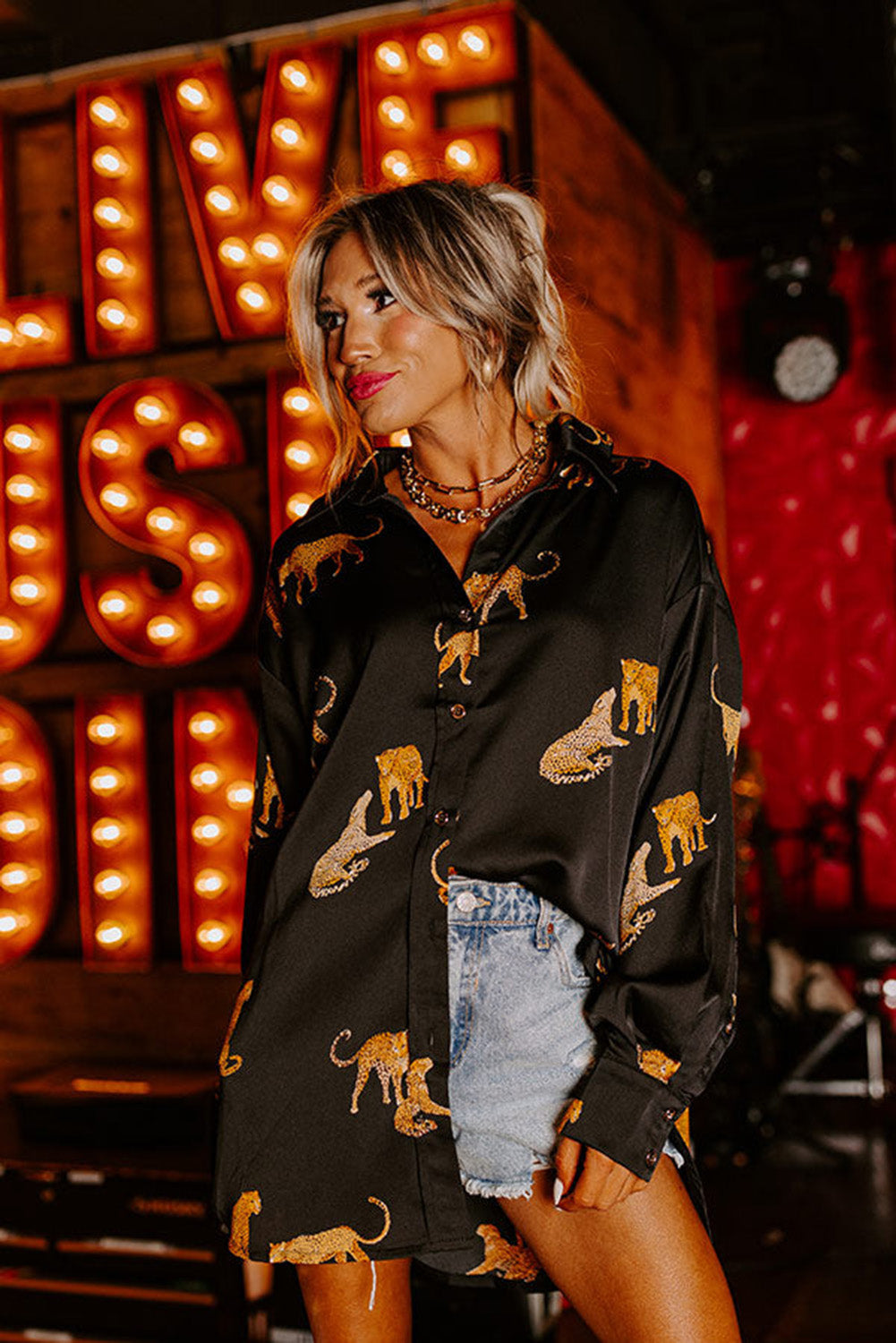 Autumn Color Satin Long Sleeve Cardigan – ’s Thin Personalized Animal Print Shirt
