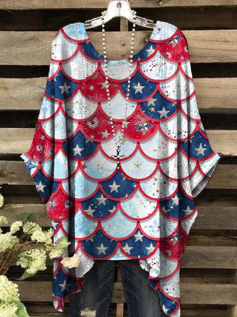 Women's Independence Day Abstract Print Casual Top