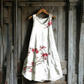 Vintage Cherry Blossom Art Linen Blend Tank Dress elevenforest
