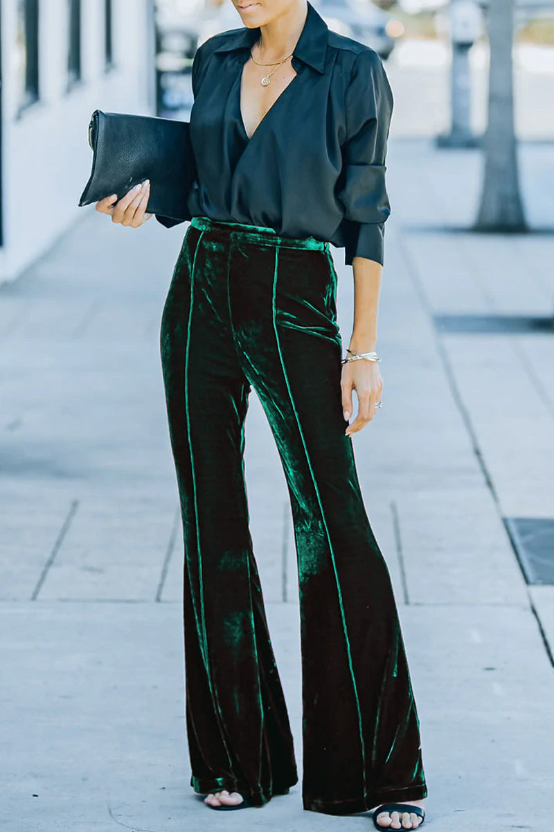 Street Boot Cut Mid Waist Speaker Bottoms(3 Colors)
