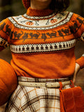 Halloween Black Cat Pumpkin Pattern Cozy Knit Sweater artswardrobe