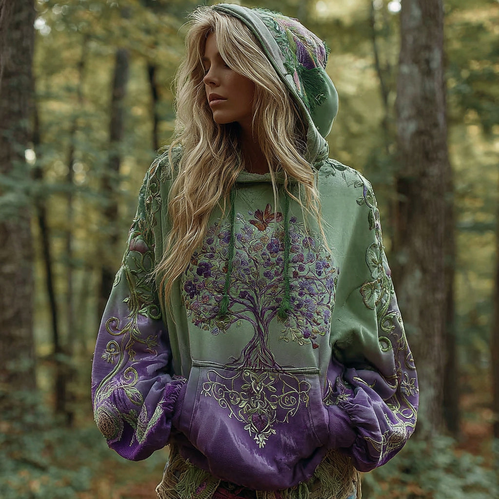 Women's Viking Celtic Knot Tree Of Life Comfort Warm Hoodie elevenforest