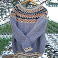 Vintage Icelandic Light Blue Knit Jacquard Warmth Crew Neck Sweater（Unisex） elevenforest
