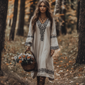 Vintage Viking Celtic Cotton Linen Maxi Dress elevenforest