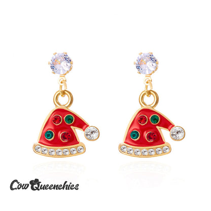 Sparkling Colourful Christmas Tree Earrings