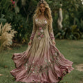 Women's Boho Floral Embroidered Floral Resort Maxi Dress elevenforest