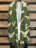Cranes & Pine Trees Japanese Traditional Pattern Flowy Kimono Cardigan elevenforest