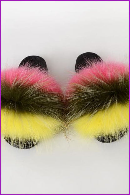 {5-7 Days Wait for Make} New Color Raccoon Fur Slides F580