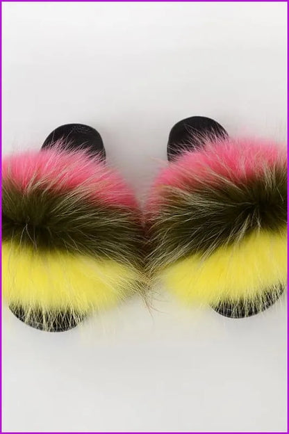 {5-7 Days Wait for Make} New Color Raccoon Fur Slides F580