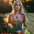Vintage Irish Rainbow V-neck Knitted Jacquard Aran Sweater elevenforest