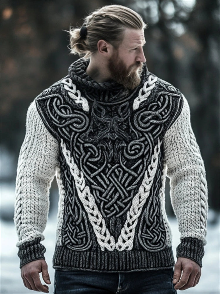 Men's Viking Wolf Inspired Celtic Chunky Turtleneck Sweater elevenforest