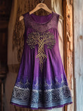 Vintage Celtic Tree Of Life Gradient Linen Tank Dress elevenforest