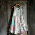 Vintage Floral Geometric Art Linen Blend Tank Dress elevenforest