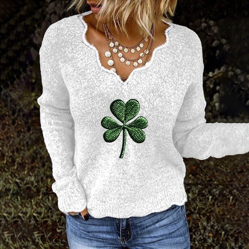 Women's St. Patrick's Day Shamrock Jacquard Sweater artswardrobe