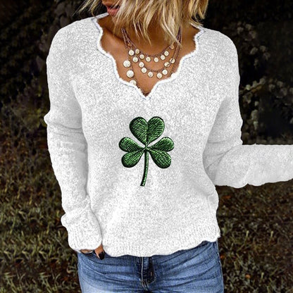 Women's St. Patrick's Day Shamrock Jacquard Sweater artswardrobe
