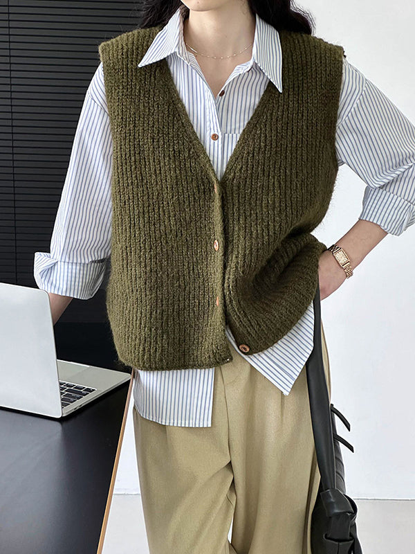 Long Sleeves Loose Buttoned Pockets Striped Lapel Blouses&shirts Tops