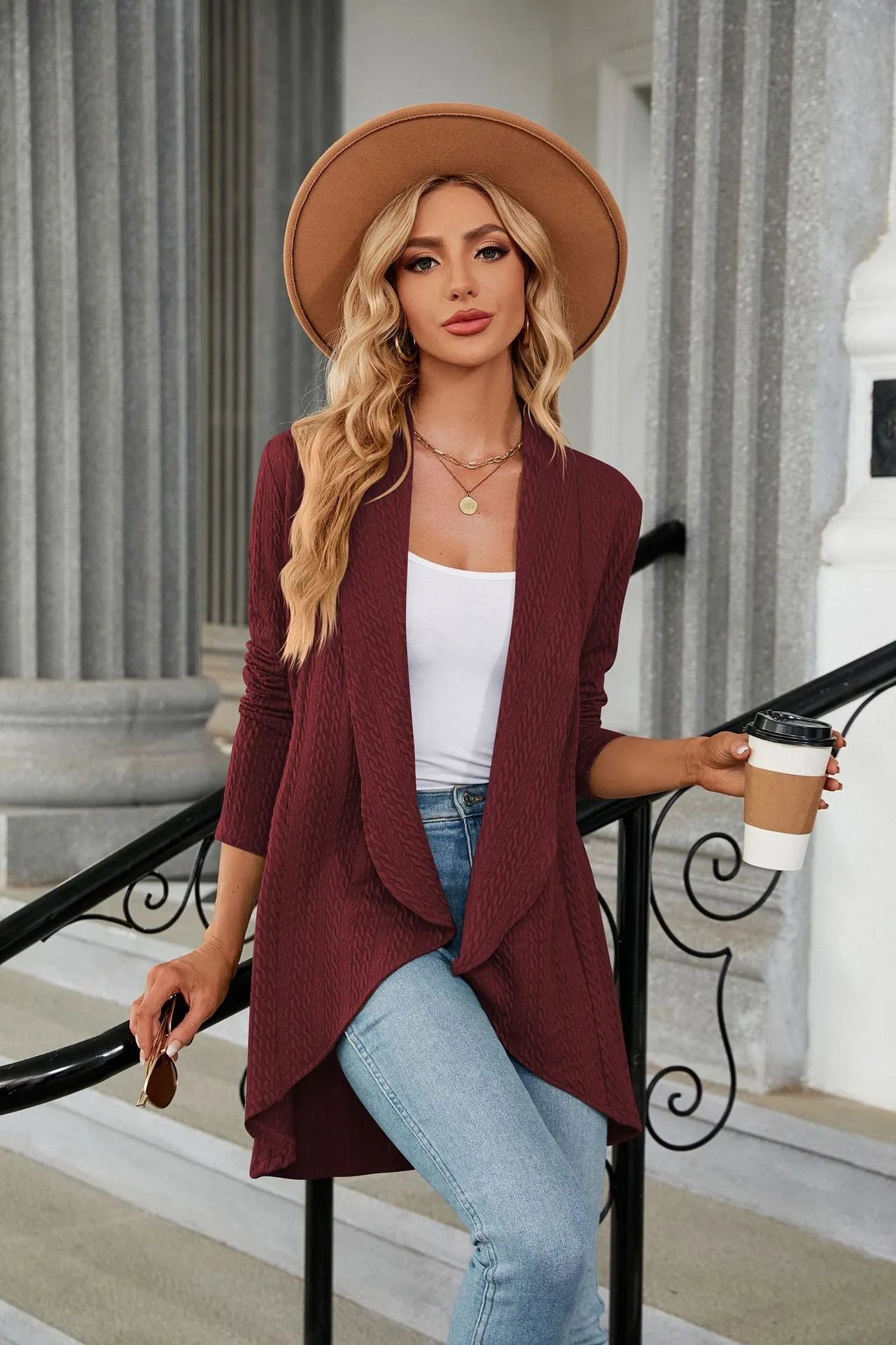 Autumn Winter Long Sleeve Color Loose Cardigan Top Knitting Coat