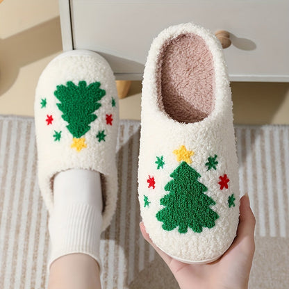 Christmas Tree Pattern Fuzzy Slippers Dr6521