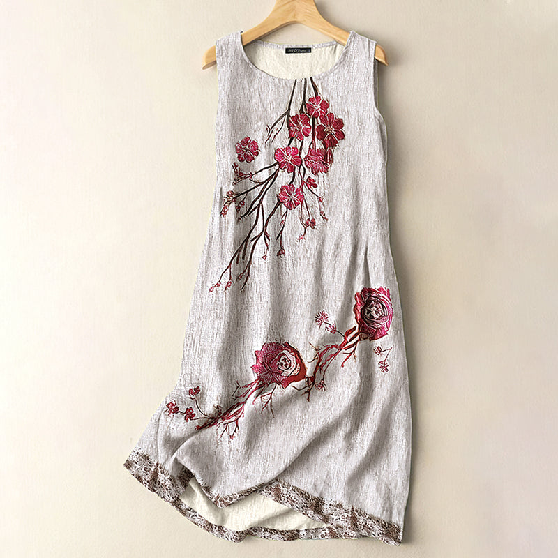 Vintage Cherry Blossom Floral Art Comfort Sleeveless Dress elevenforest