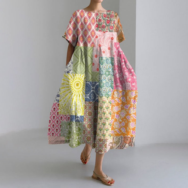 Japanese Art Print Loose Midi Dress elevenforest