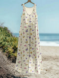 Vintage Cottagecore Floral Flowy Linen Dress elevenforest