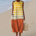 Women's Retro  Abstract Geometric Cotton And Linen Sleeveless Dress elevenforest