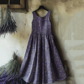 Vintage Floral Pattern Art Linen Tank Dress elevenforest