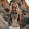 Women's Viking Tribal  Ethnic Art Linen  Sleeveless Top elevenforest