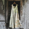 Vintage Floral Art Cotton Linen Comfy Tank Dress elevenforest
