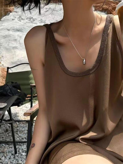 Summer Tops Beach Camisole Vest Female Sleeveless Backless Color Loose Tank Top