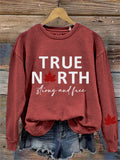 Comstylish Women's Canada True North Strong And Free Print Sweatshirt
