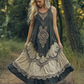 Womens Viking Celtic Knot Rune Art Linen Dress elevenforest