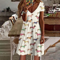 Comstylish Women's Vintage Dachshund Casual Short Sleeve Dress